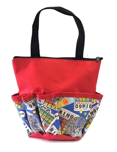 BINGO CAGES 10 POCKET DAUBER BAG W/ZIPPER- RED