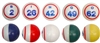 Bingo Balls - Multi-Colored Single Numbered