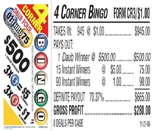 CR3 4-Corner Bingo $1.00 Bingo Event Ticket