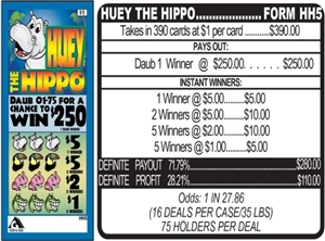 $250 TOP - Form # HH5 Huey The Hippo $1.00 Bingo Event Ticket