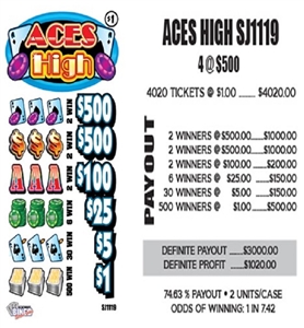 $500 TOP ($1 Bottom) - Form #SJ1119 Aces High (5-Window)