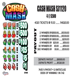 $500 TOP ($1 Bottom) - Form #SJ1120 Cash Mash (5-Window)