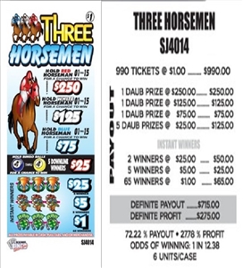 SJ4014 Three Horsemen $1.00 Bingo Event Ticket