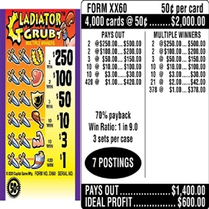 $250 TOP - Form # XX60 Gladiator Grub 50 Cent Ticket (3-Window)