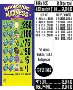 $250 TOP ($1 Bottom) - Form # YC37 Moonshine Madness (3-Window)