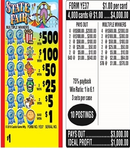 $500 TOP ($1 Bottom) - Form # YE37 State Fair (3-Window)