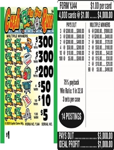 $300 TOP ($5 Bottom) - Form # YJ44 Cash On The Run (3-Window)