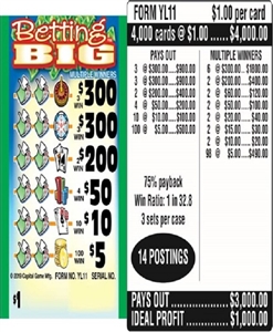 $300 TOP ($5 Bottom) - Form # YL11 Betting Big (3-Window)