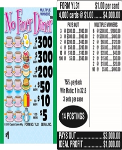 $300 TOP ($5 Bottom) - Form # YL31 No Finer Diner (3-Window)