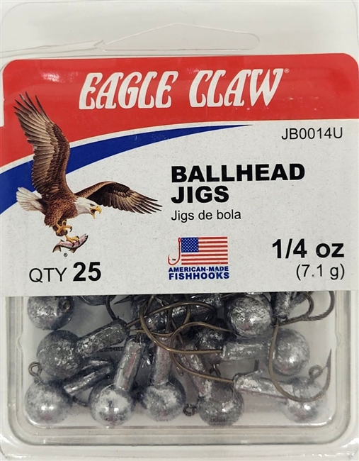 Eagle Claw Unpainted Ballhead Jigs - 25pk