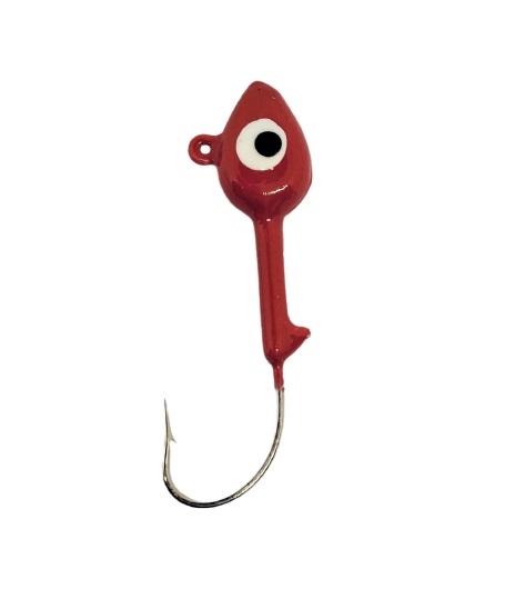 Minnow Head Jig Head with Eyes 3/8oz Size 2/0 Hook - Red 6pk