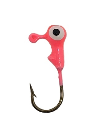 Round Head Jig Head with Eyes 1/32oz Size 6 Bronze Hook - Hot Pink