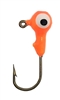 Round Head Jig Head with Eyes 1/16oz Size 4 Bronze Hook - Orange