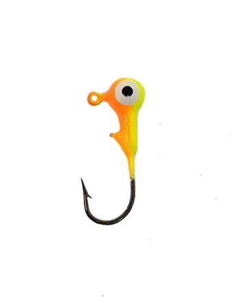 Round Head Jig Heads with Eyes 1/16oz Size 4 Bronze Hook - Yellow/Orange