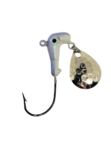 Road Runner Spinner Jig Head with Eyes 1/8oz Size 2/0 Hook - Blue Pearl 8pk