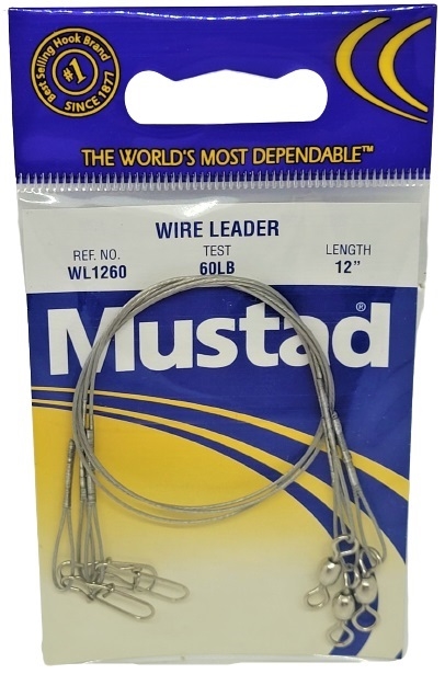 Mustad Wire Leader - 60lb Test 12in Length 3pk