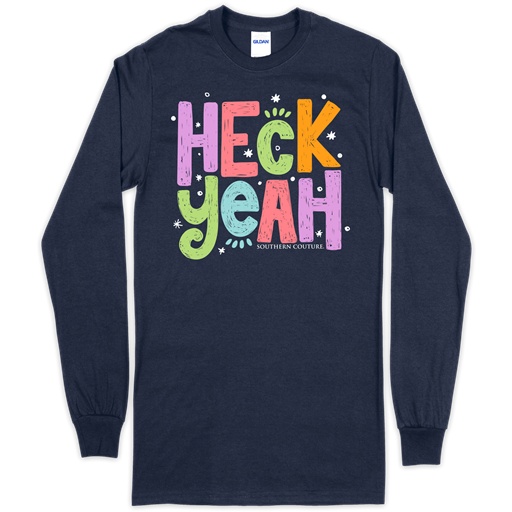 SC Soft Heck Yeah front print on LS-Navy