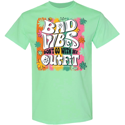 SC Soft Bad Vibes Don't Go front print-Mint Green