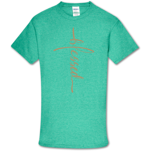 SC Soft Vertical Blessed Front Print-Heather Seafoam