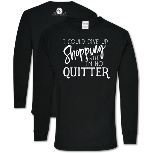 SC Soft Give Up Shopping Front Print on LS - Black