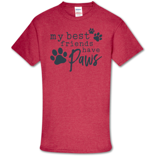 SC Soft Best Friends Have Paws Front Print-Htr. Red