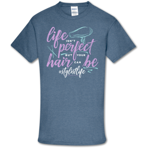 SC Soft Hair Can Be Front Print-Heather Indigo