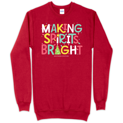 SC Making Spirits Bright f. print Sweatshirt-C. Red