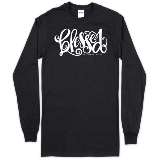 SC Soft Blessed front print on LS-Black