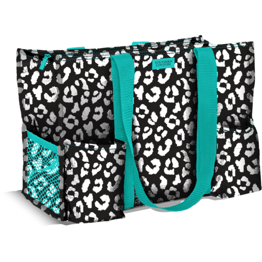 SC Pocket Tote Bag-Black/White Leopard