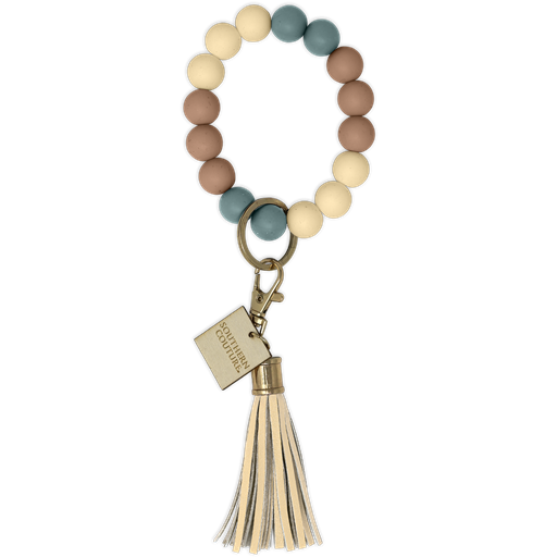 SC Silicone Beaded Bracelet Key Chain-Turquoise
