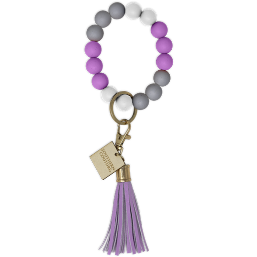 SC Silicone Beaded Bracelet Key Chain-Purple