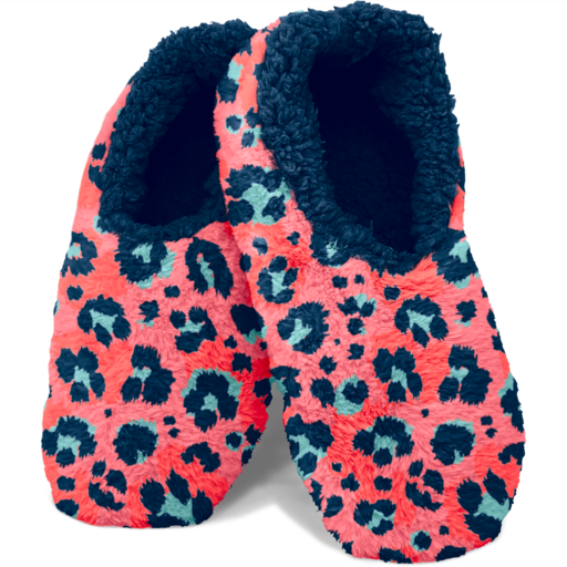 SC Coral Leopard Fuzzy Slippers with Grips