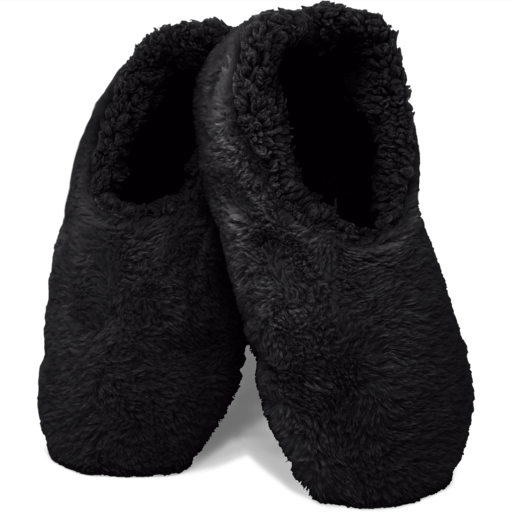 SC Black Fuzzy Slippers with Grips