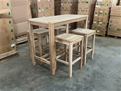 Castle Rectangle Bar Table 140 x 70cm SET w/ 4 Dublin Bar Stools