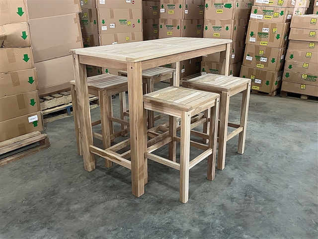 Castle Rectangle Bar Table 140 x 70cm SET w/ 4 Dublin Bar Stools