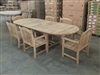 Eden Oval Double Extension Teak Table 200cm Regular To 300cm w/ Extension x 120cm Width Set w/ 6 Sumbawa Arm Chairs