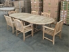 Eden Oval Double Extension Teak Table 200cm Regular To 300cm w/ Extension x 120cm Width Set w/ 6 Sumbawa Arm Chairs