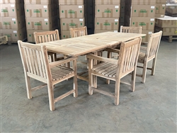 Eden Rectangle Double Extension Teak Table 180cm Regular To 240cm w/ Extension x 100cm Width Set w/ 6 Blackburn Arm Chairs