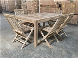 Brenda Teak Rectangle Table 160x90cm Set w/ 6 Shelia Premium Folding Chairs