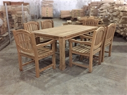 Jambi Teak Rectangle Table 180x100cm SET w/ 6 Manchester Arm Chairs