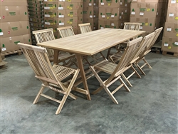 Marsha Teak Rectangle Table 220x100cm SET w/ 8 Shelia Folding Chairs
