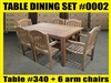 Reclaimed 63" Teak Table SET #0002 w/ 6 Manchester Arm Chairs