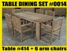 Reclaimed 71" Teak Table SET #0014 w/ 6 Manchester Arm Chairs