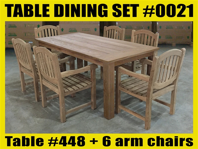 Reclaimed 79" Teak Table SET #0021 w/ 6 Manchester Arm Chairs