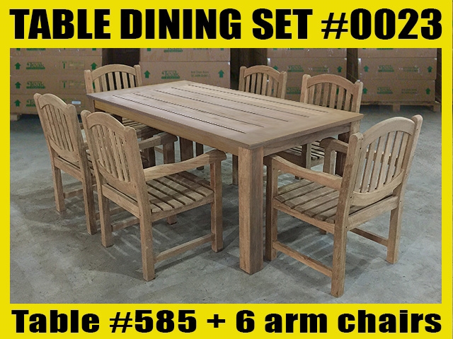 Reclaimed 79" Teak Table SET #0023 w/ 6 Manchester Arm Chairs