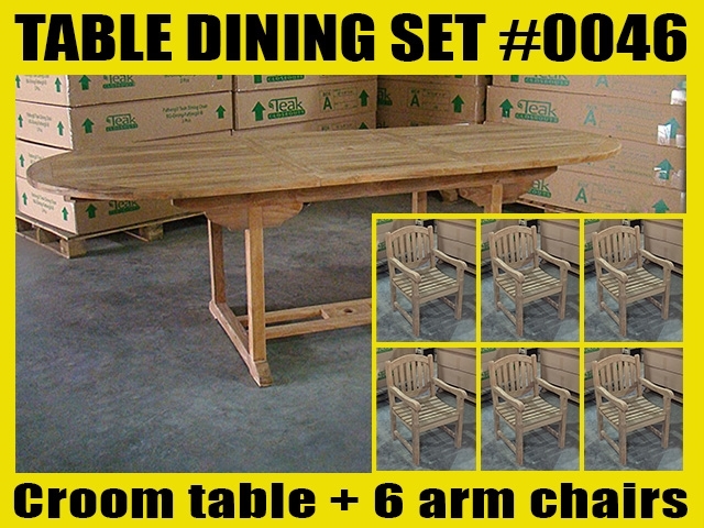 Croom Oval Extension Teak Table 180cm x 100cm - Extendable To 240cm SET #0046 w/ 6 Manchester Arm Chairs