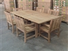 Kalimantan Rectangle Double Extension Teak Table 220cm Regular To 300cm w/ Extension x 120cm Width Set w/ 6 Solo Arm Chairs