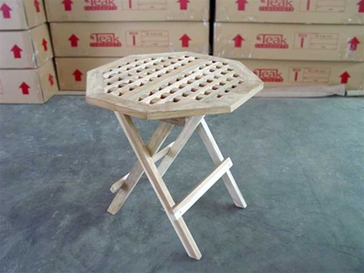 teak side table lattice octagon