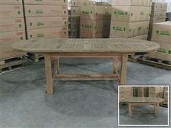 Eden Oval Double Extension Teak Table 180cm Regular to 240cm w/ Extension x 100cm Width