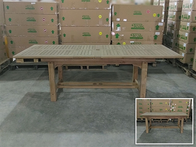 Eden Rectangle Double Extension Teak Table 180cm Regular to 240cm w/ Extension x 100cm Width